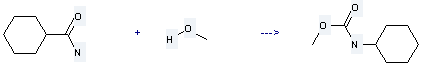 Cyclohexanecarboxamide is used to produce cyclohexyl-carbamic acid methyl ester by reaction with methanol.